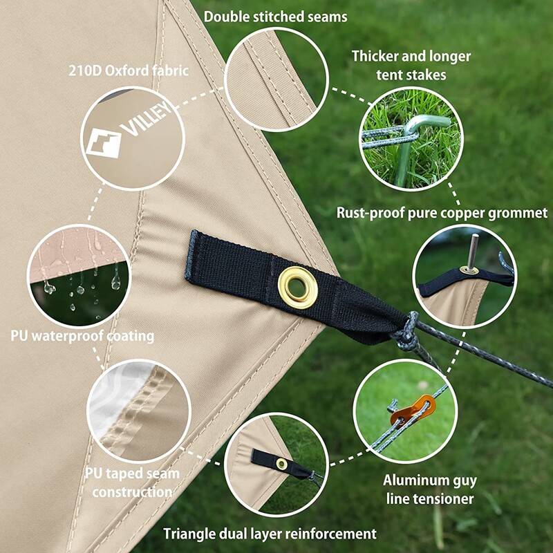 VILLEY Rain Fly Octagonal Tarp Camping Tarp Sun Shelter Waterproof Hammock Tent gallery