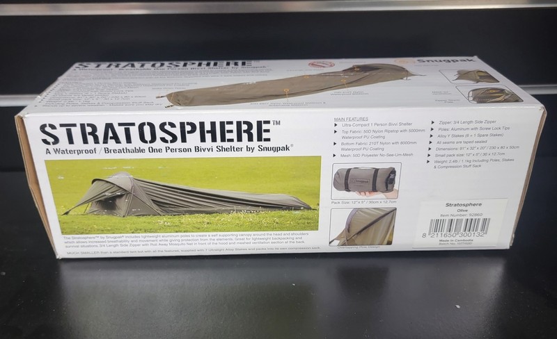 Snugpak Stratosphere Bivy One Person Tent Outdoor Camping-OD Green