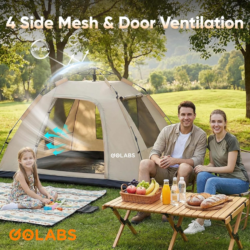 CT3 2 Person Instant Camping Tent, 1-Minute Setup by Pre-Attached Pole, 4 Side M gallery