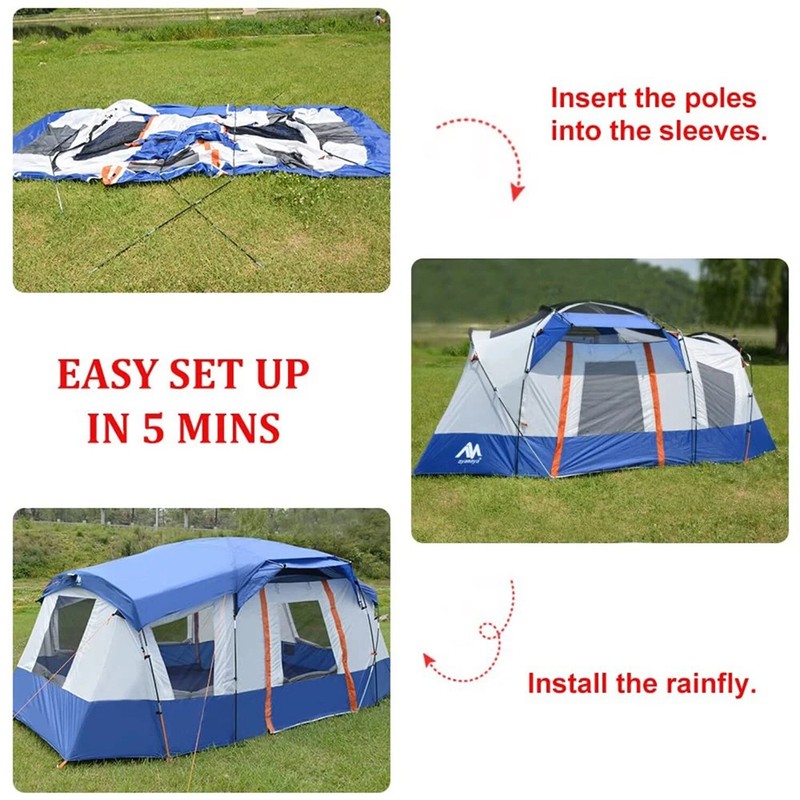 10 Person Large Family Camping Tent with Removable Rainfly Waterproof Multi Room gallery