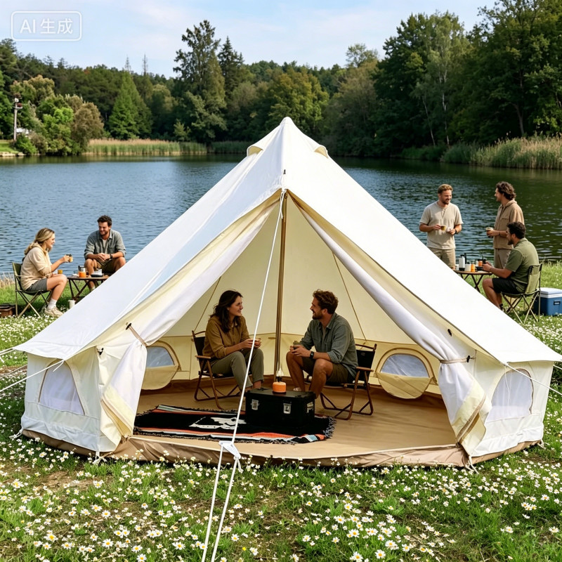 Outdoor 900D Oxford bell tent 4m waterproof luxury camping living