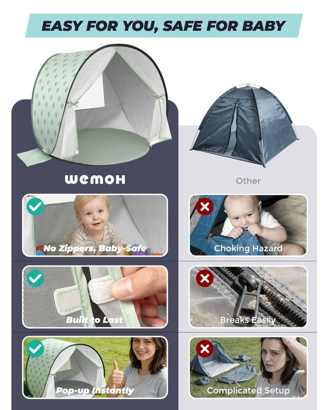 Baby Beach Tent, 2026 Upgrade Pop-Up UPF 50+ Sun Protection with Mosquito Net gallery