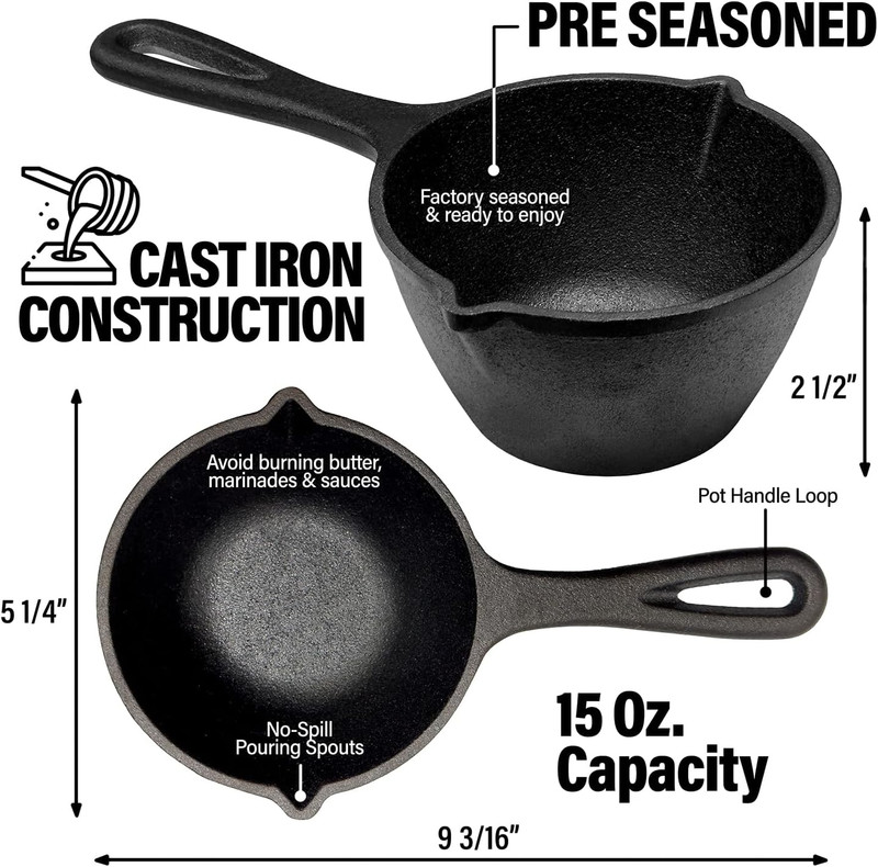 Small Cast Iron Basting Pot with Silicone BBQ Brush – Cast Iron Saucepan for Gri gallery