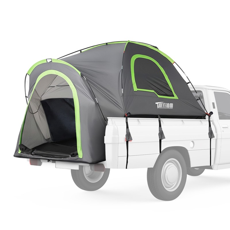 5.5ft-6ft Pickup Truck Bed Tent Waterproof with Storage Bag Gray & Green