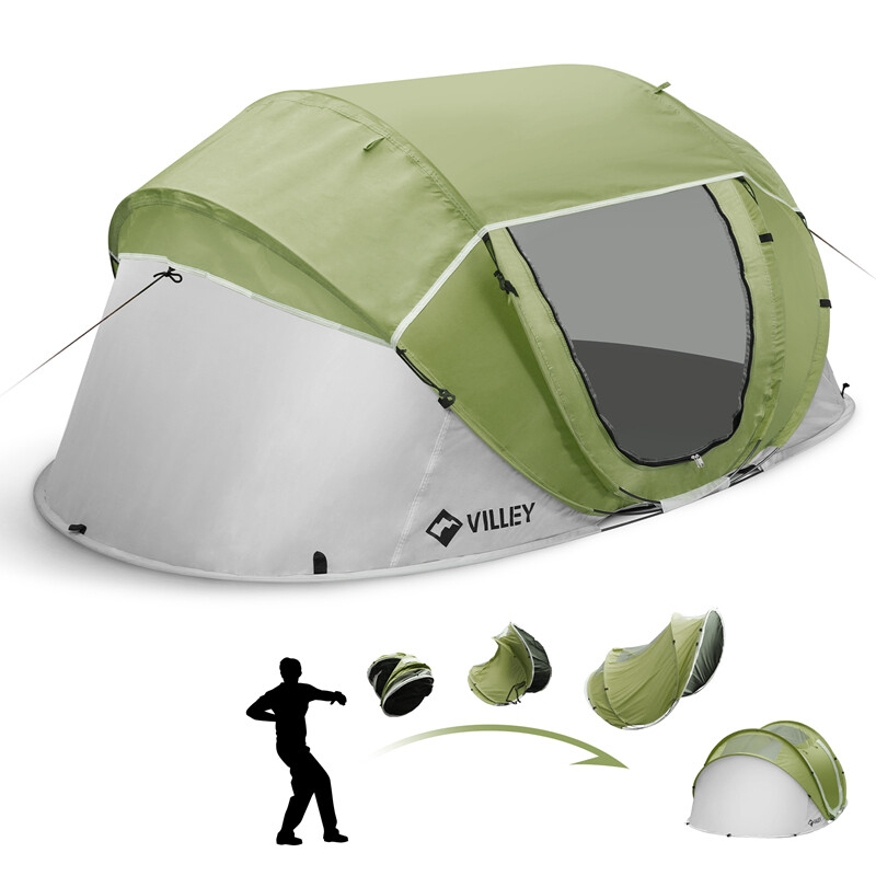 VILLEY 2 Persons Camping Beach Tent Pop Up Tent Waterproof Automatic Setup w/Bag gallery