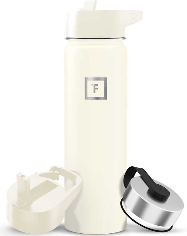 Camping & Hiking Hydration Flask with Straw, Wide Mouth Insulated Stainless Stee