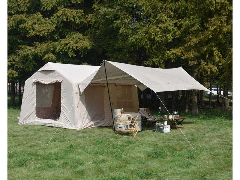 9.8x13ft 8Pax Inflatable Camping Tent w/ canopy & Hand Pump Air Glamping Tent