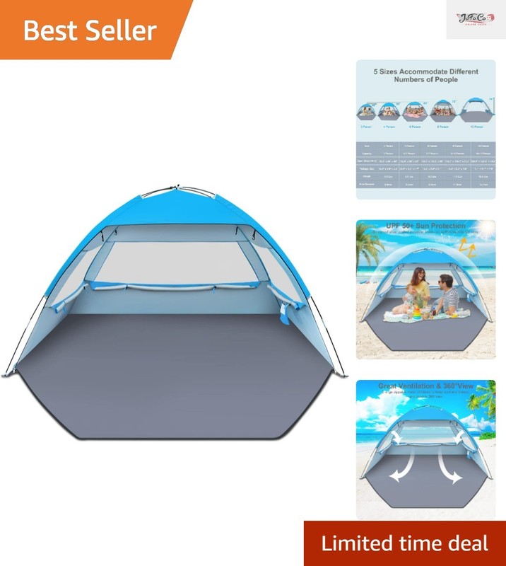 Versatile Portable Beach Cabana with UPF 50+ – Fits 3, Easy to Carry & Set Up