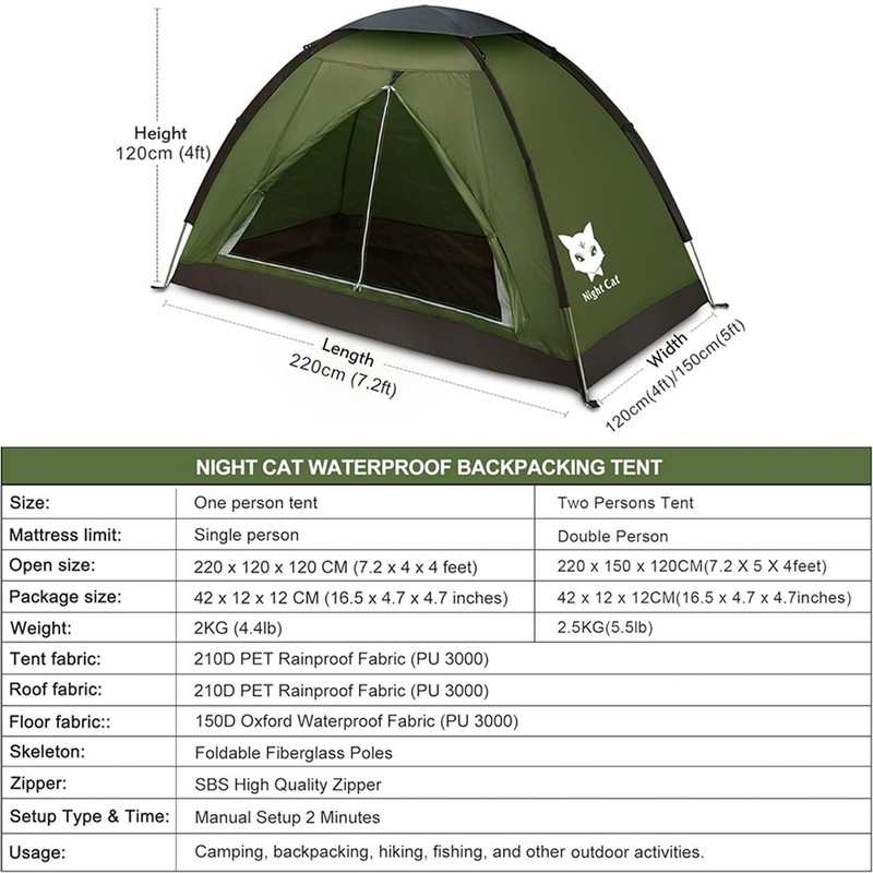 One Person Upgraded Tent Backpack Tent For Kid Adult Camping Easy Assembly gallery