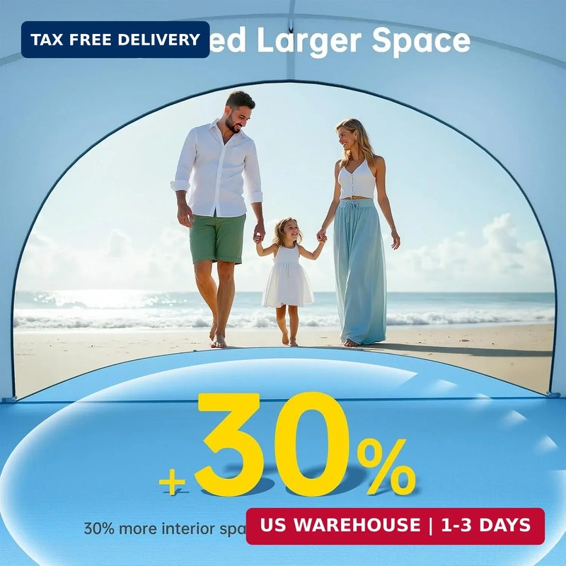 Raynesys Beach Tent Sun Shelter, Beach Shade Tent with UPF50+ UV Protection, Por gallery