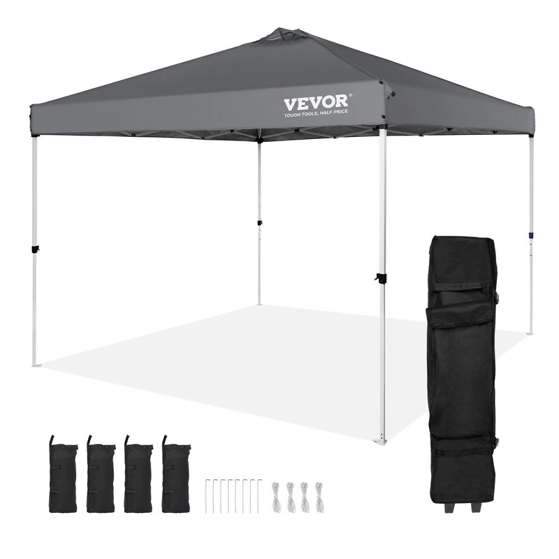 Pop Up Canopy Tent, 10 x 10 ft, 250 D PU Silver Coated Tarp, with Portable Roll