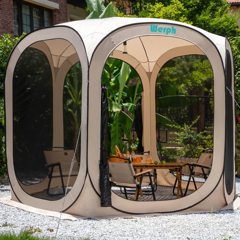 Werph 10x10 Pop Up Screen Tent, Mosquito Net Gazebo, UV Resistant Roof Waterp...