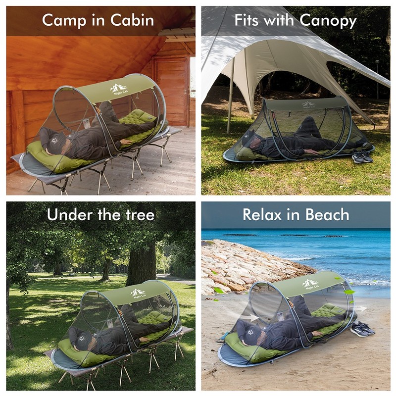 Night Cat Pop-up Mosquito Tent Camping Tent with Bug Screen Net Adults Kids gallery