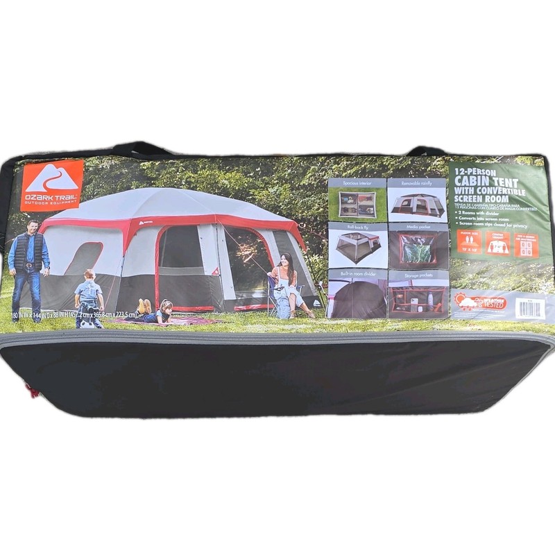 Ozark Trail 12-Person Cabin Tent 15×12 ft Convertible Screen Room Rainfly