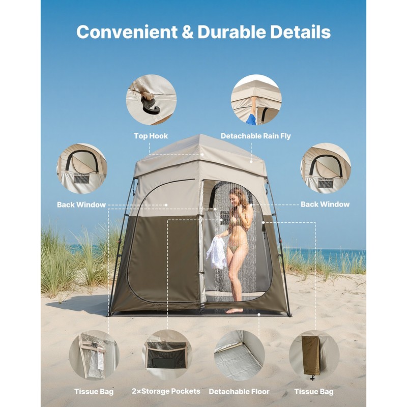 Uimoso Portable Privacy Tent for Camping, Shower, and Changing with Dual Rooms gallery