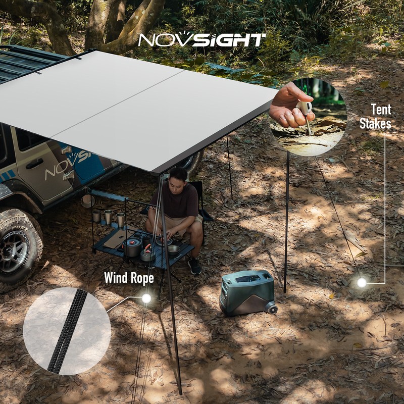 NOVSIGHT 6.6x9.8ft Car Side Awning Rooftop Tent SUV Truck Camping Travel Hiking gallery