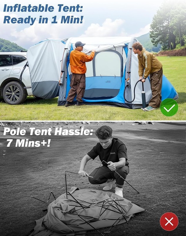 Inflatable SUV Tent 6-Person Waterproof Car Camping with Pump & Awnings gallery