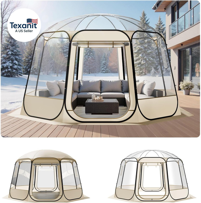 Pop up Sports Tent, 8 Sizes Optional Clear Bubble Tent for 1-6 Person, Waterproo