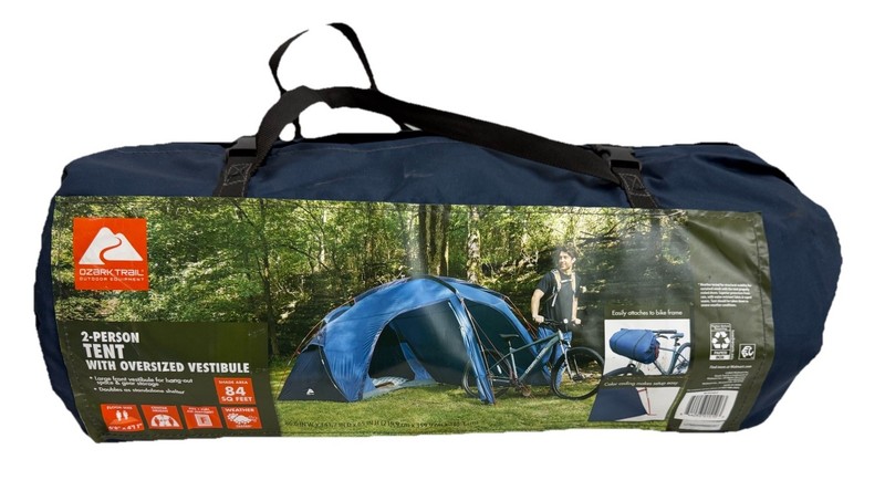 Ozark Trail 2 Person Tent with Oversized Vestibule, Blue – Brand New