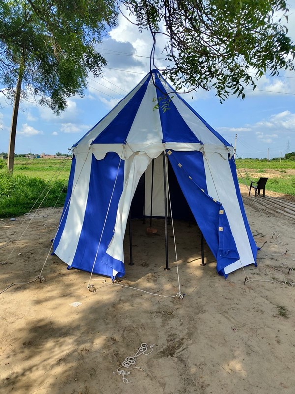 WEEKEND SALE Medieval Round pavilion Blue White waterproof Camping tent for sale