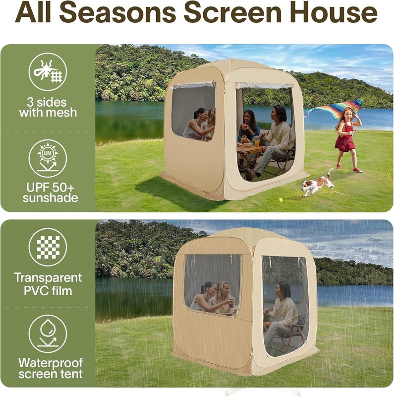 SUV Tailgate Tent 6x6 Pop Up Car Camping Shelter Waterproof UV Protection Beige gallery