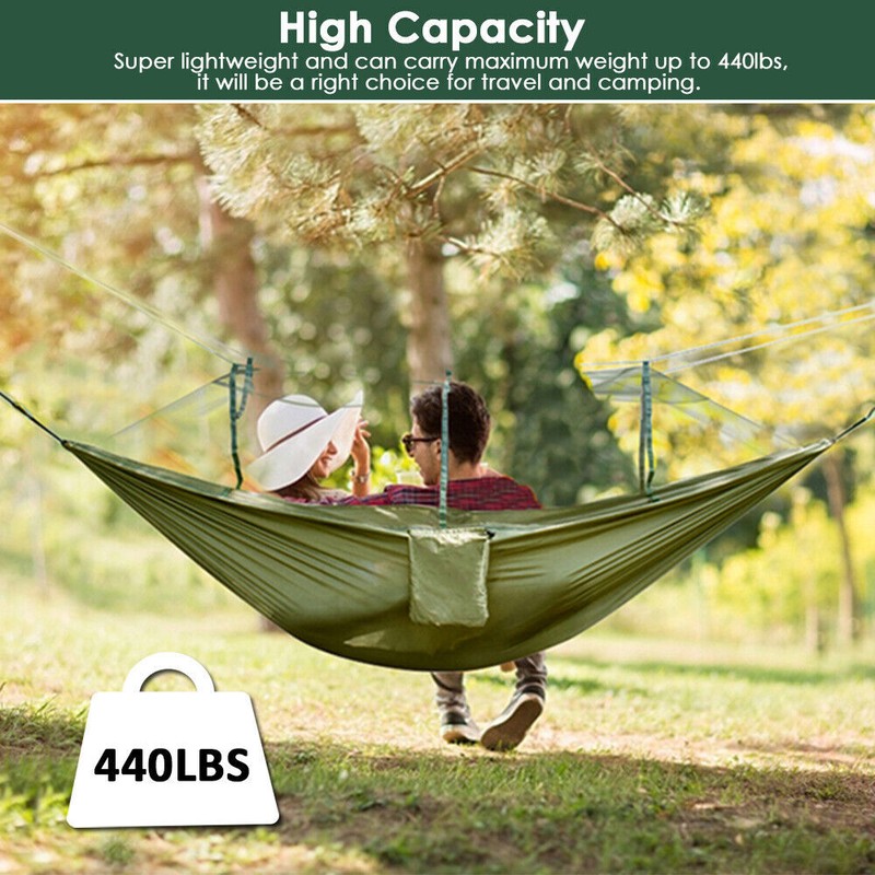 Camping Hammock with Mosquito/Bug Net Outdoor Portable Survival Travel Bed Nylon gallery