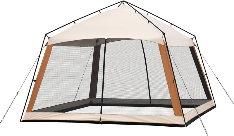 12 X 12 FT Camping Screen Tent for 8-10 Person, Easy Setup Screen House with UV