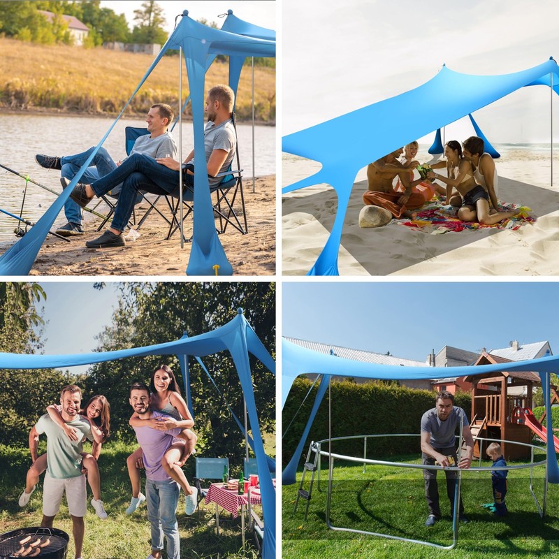 Beach Canopy Beach Tent Pop Up Shade 10x10ft Sun Shelter UPF50+ with 8 Sandba... gallery