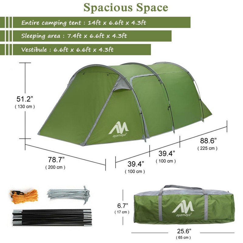 3-4 Person Outdoor Tunnel Camping Tent Portable Waterproof Family Dome Shelter gallery