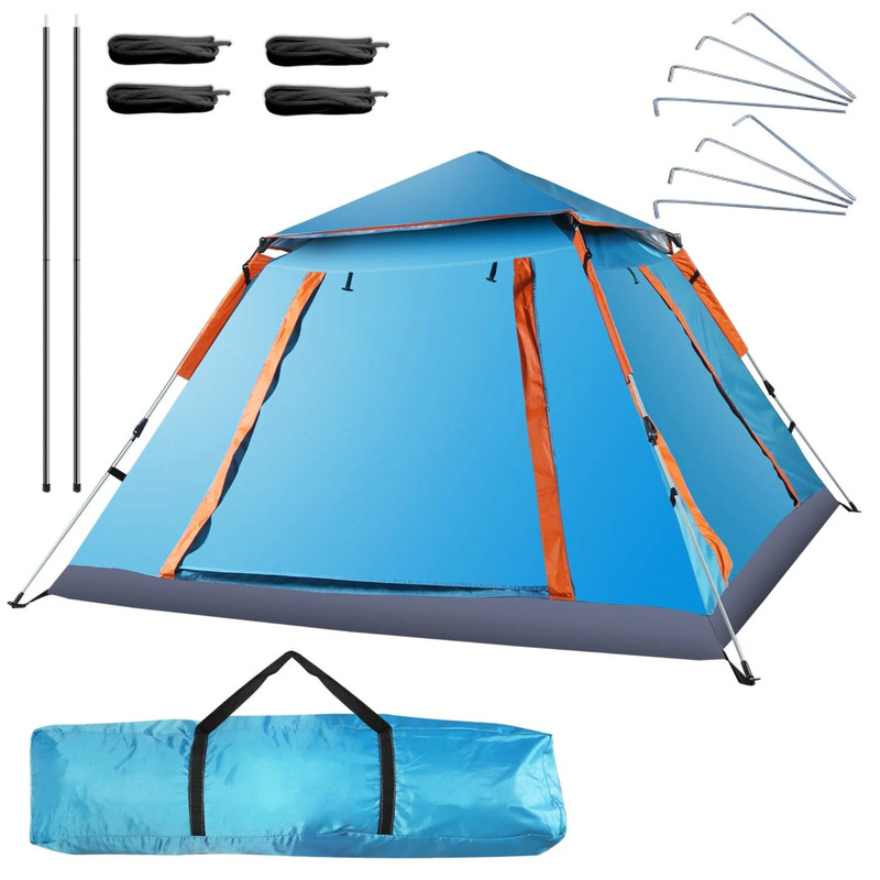 4–5 Person Outdoor Camping Tent (Green/Blue) – Foldable, Waterproof, Portable