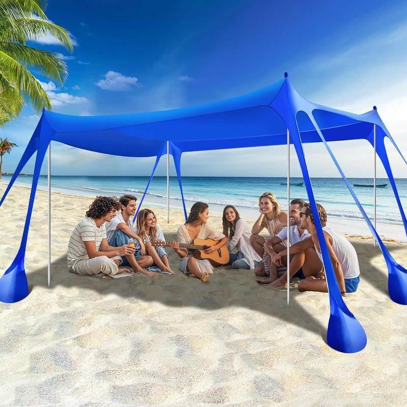 Beach Tent 10 x 13 FT Beach Shade UPF50 Protection Beach Canopy W/ 8 Sandbags 4