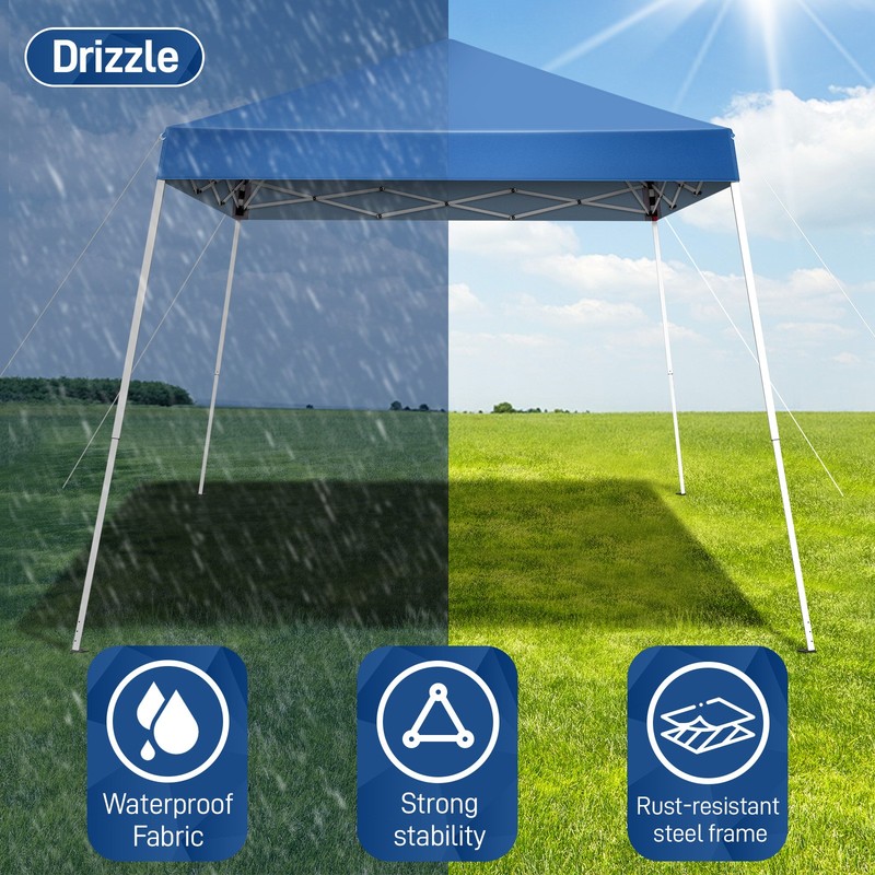 6×6 ft Pop Up Canopy Tent Waterproof Folding Gazebo Portable Camping Blue