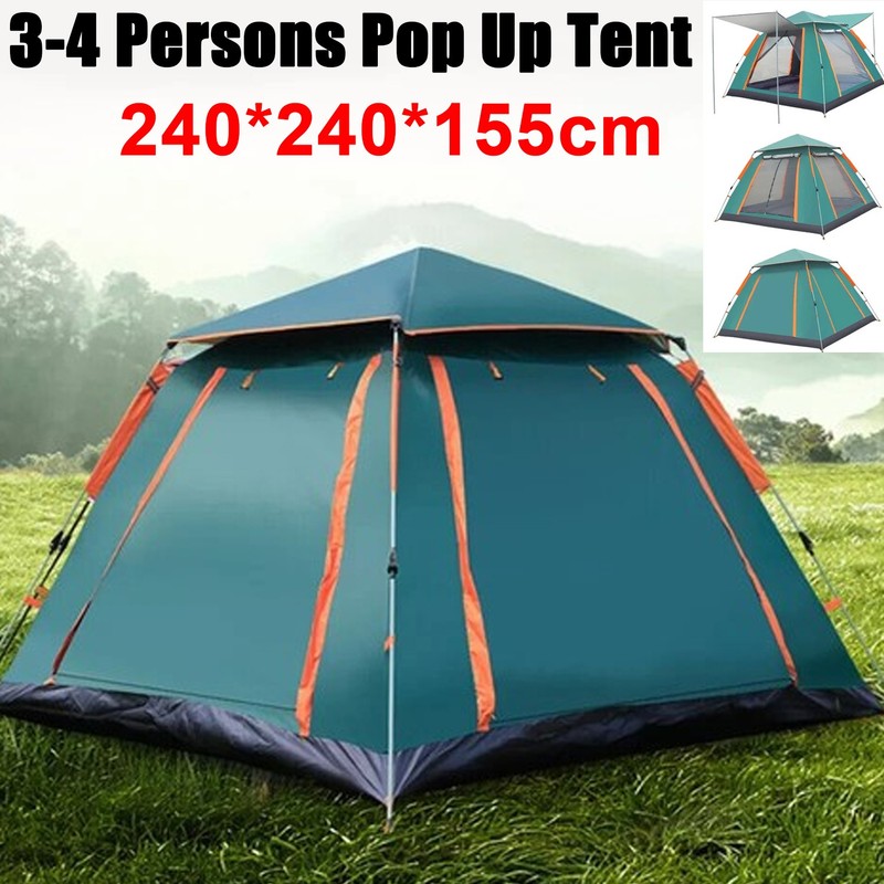 Waterproof Automatic 3-4 People Outdoor Instant PopUp Tent Camping Hiking Canopy
