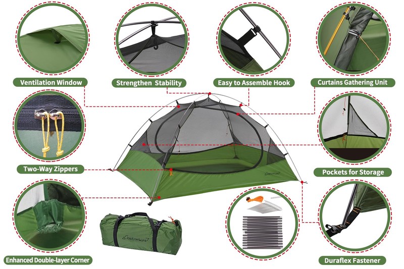 Lightweight Backpacking Tent - 3 Person Ultralight Waterproof Camping Tent, 3... gallery
