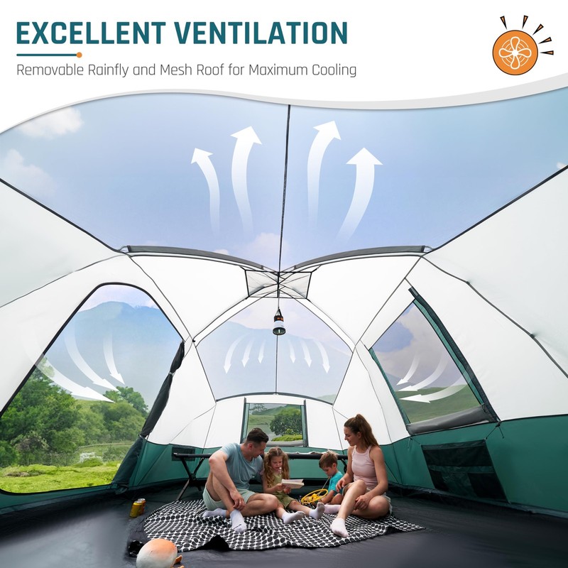 8 Person Camping Tent with Porch, Large Family Tents for Camping, PU1000MM Wa... gallery