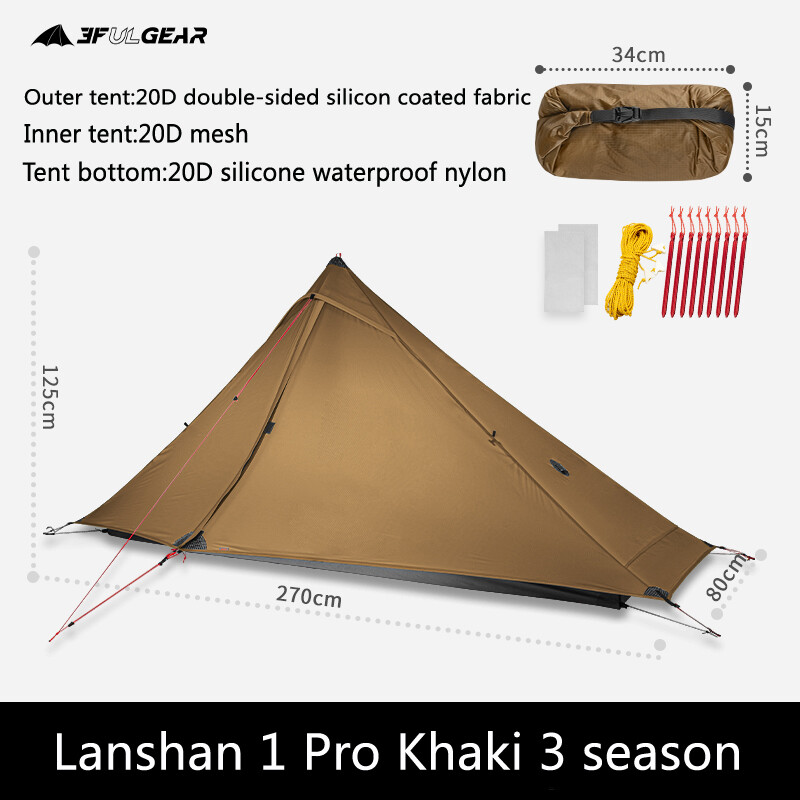 3F UL Gear LanShan 1 Pro 1 Person 20D Ultralight Camping Tent
