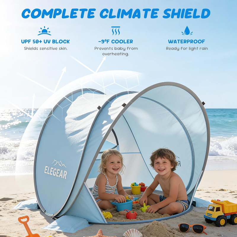 Pop up Baby Beach Tent with Mini Canopy, Cumbrex™ UPF 50+ UV Protection Baby Ten gallery