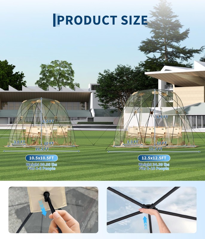 10x10 FT Clear Pop Up Bubble Tent, Outdoor All Weather Instant Camping Shelter gallery