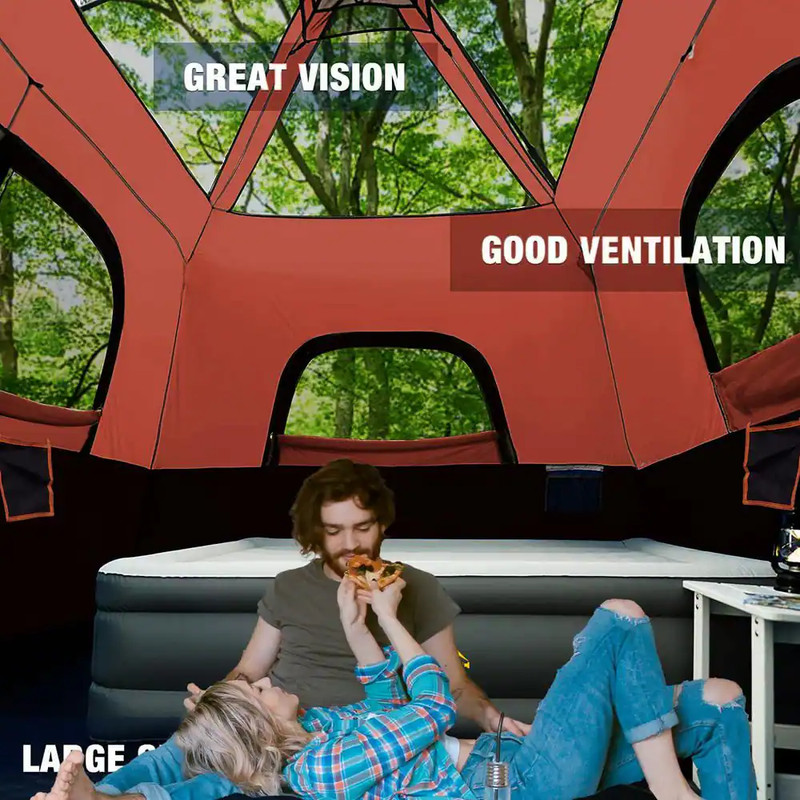 Camping Tent 8 Ft. X 8 Ft. Brick Red Camping Tent Fast Cabin Tent with Instant S gallery