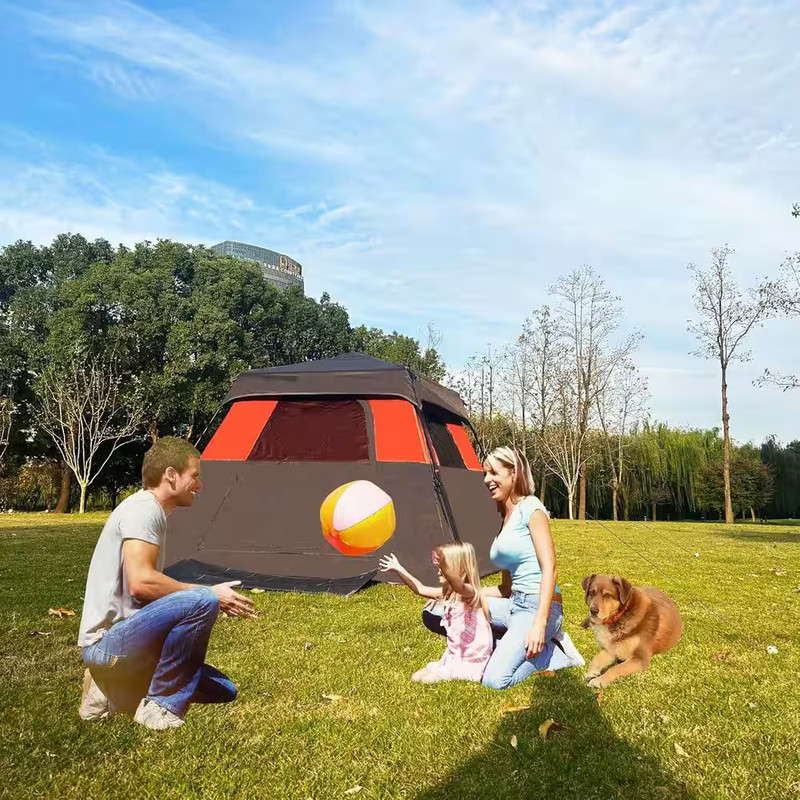 Camping Tent 8 Ft. X 8 Ft. Brick Red Camping Tent Fast Cabin Tent with Instant S gallery