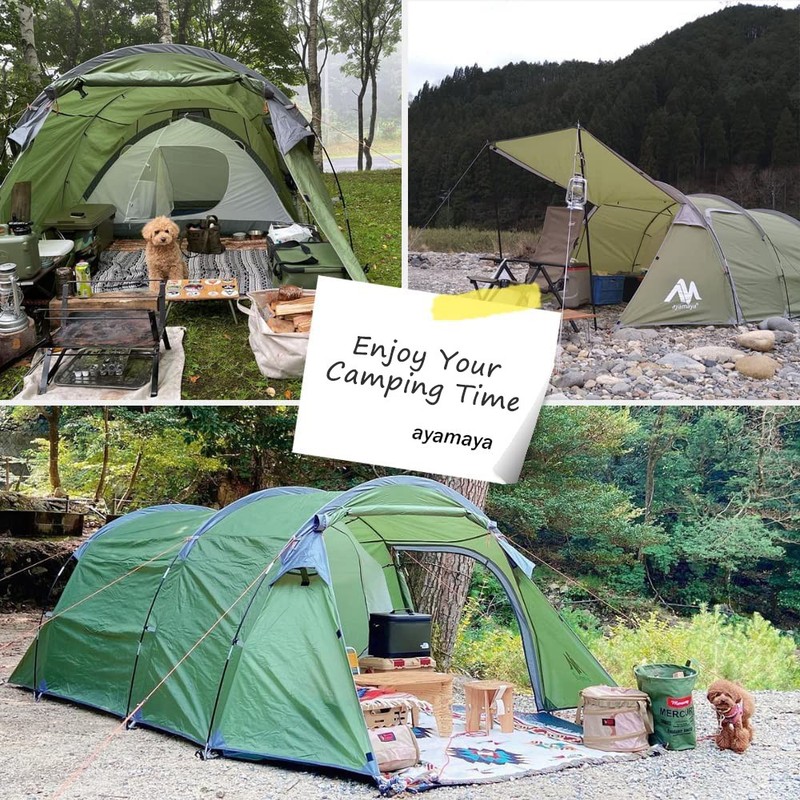 3-4 Person Outdoor Tunnel Camping Tent Portable Waterproof Family Dome Shelter gallery