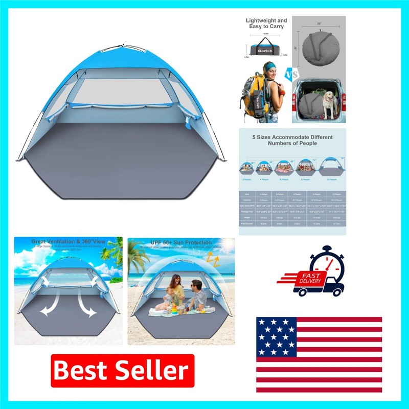 Spacious Beach Cabana Tent for 3-10 Person – Lightweight & Ventilated