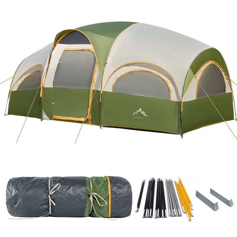 GoHimal 8 Person Tent for Camping, Waterproof Windproof Family Tent with Rainfly