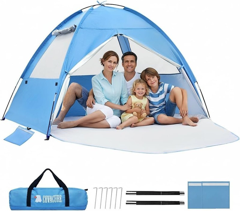 2026 New Upgraded Beach Tent Sun Shelter for 3-4 Person – UPF 50+ UV Protection