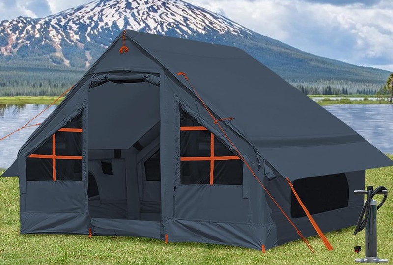 Blow Up Tent With Stove Jack 4 Season Inflatable For Camping