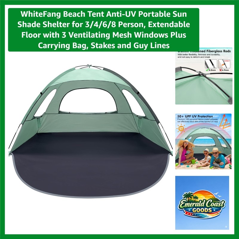 Lightweight and Portable Beach Tent for 3-8 Persons—Perfect for Family Trips