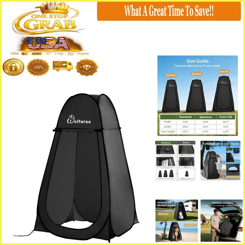 Pop Up Shower Tent Portable Privacy Bathroom for Camping Beach & Outdoors 40