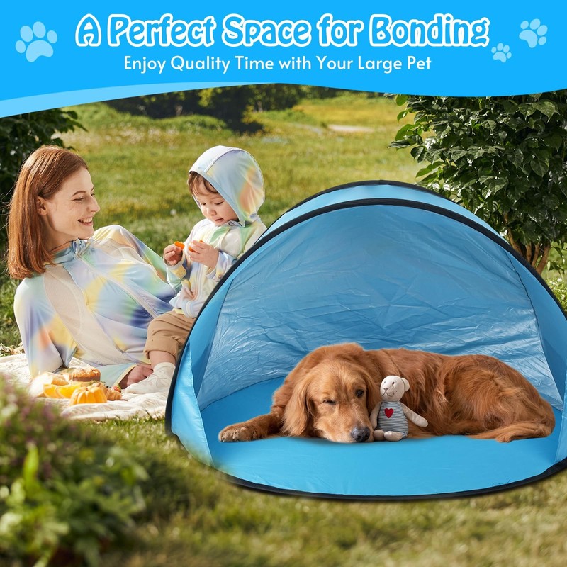 Extra Large Portable Dog Beach Tent - Waterproof Pop Up Sun Shade 47"x39" gallery