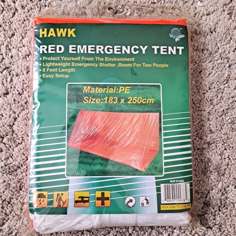 Hawk TC‑TENT‑PE Emergency Tube Tent – Red/Orange Portable Shelter for Camping