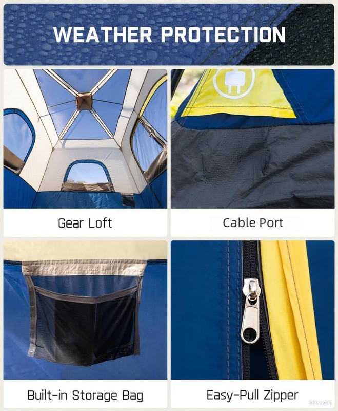 Camping Tent 4/6/8/10 Person Instant Cabin Tent Setup in 60 Seconds with Rainfly gallery